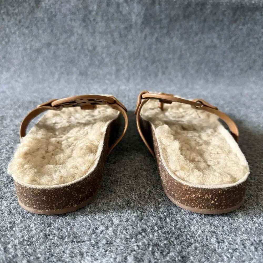 Tory Burch Miller Cloud Shearling Medallion Thong Sandals Rubber Women’s 6.5